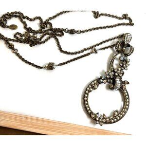 Sweet Romance Vintage-Inspired Art Nouveau Crystal & Pearl Magnifying Glass Pend